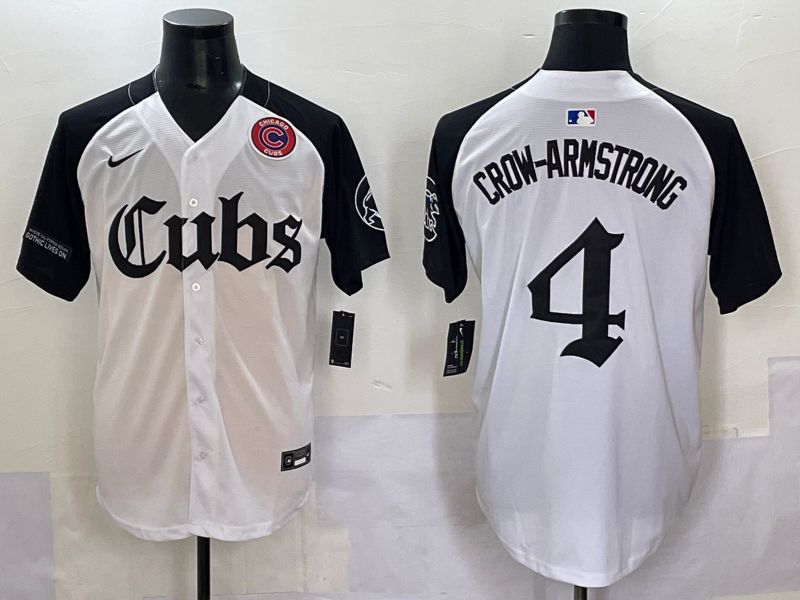 Men 2025 Chicago Cubs #4 Crow-Armstrong white black Five generations Joint Name Nike MLB Jersey style 12->chicago cubs->MLB Jersey